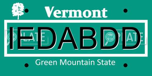 IEDABDD Vermont License Plate