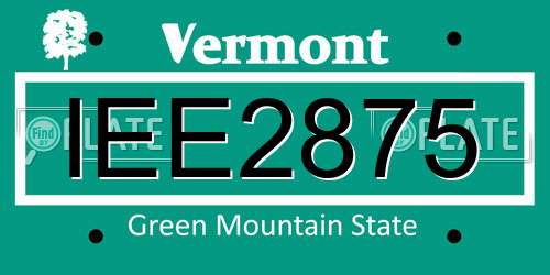 IEE2875 Vermont License Plate