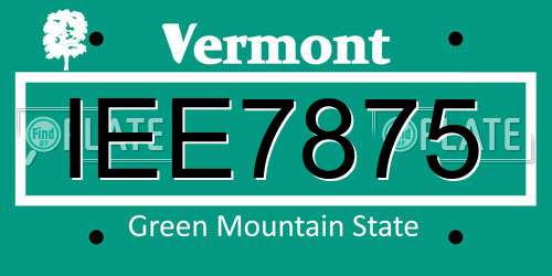 IEE7875 Vermont License Plate