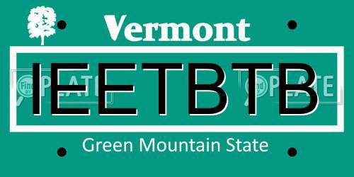 IEETBTB Vermont License Plate