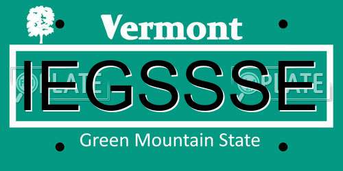 IEGSSSE Vermont License Plate