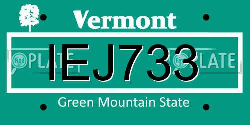 IEJ733 Vermont License Plate