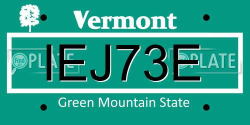 IEJ73E Vermont License Plate