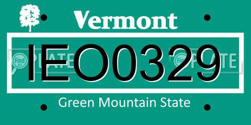 IEO0329 Vermont License Plate