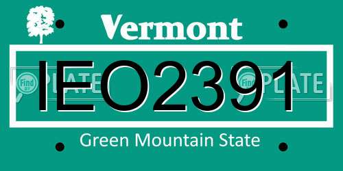 IEO2391 Vermont License Plate