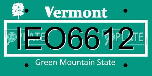IEO6612 Vermont License Plate