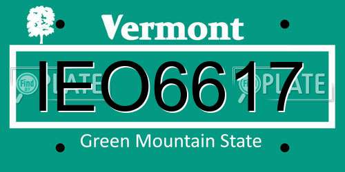 IEO6617 Vermont License Plate