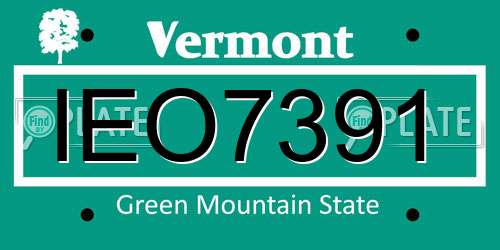 IEO7391 Vermont License Plate