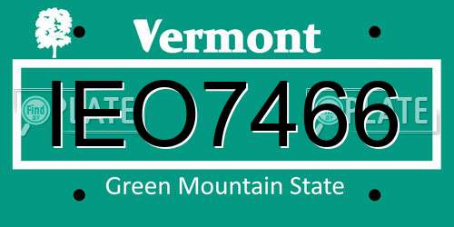 IEO7466 Vermont License Plate