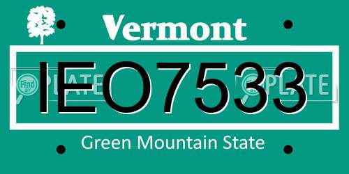 IEO7533 Vermont License Plate