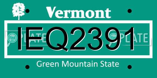 IEQ2391 Vermont License Plate