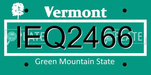 IEQ2466 Vermont License Plate