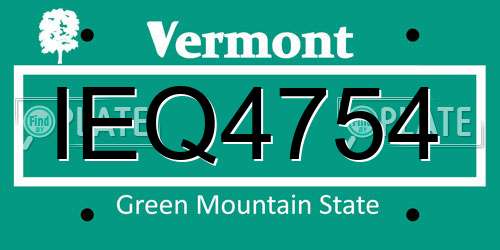 IEQ4754 Vermont License Plate