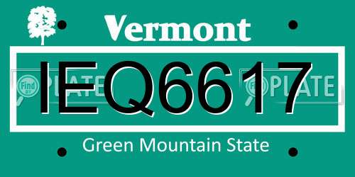 IEQ6617 Vermont License Plate