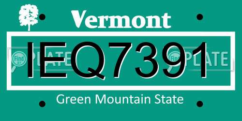 IEQ7391 Vermont License Plate