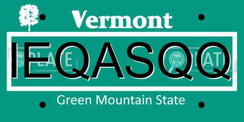 IEQASQQ Vermont License Plate