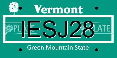 IESJ28 Vermont License Plate