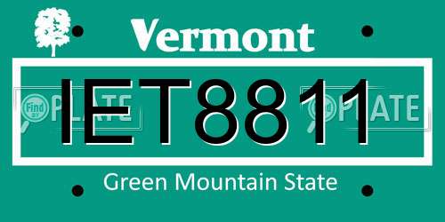 IET8811 Vermont License Plate