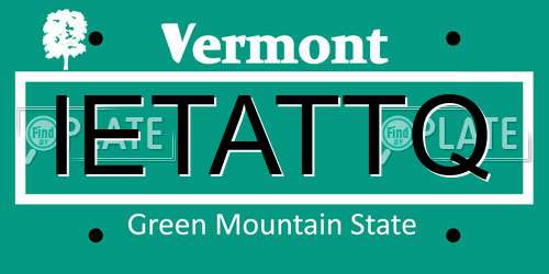 IETATTQ Vermont License Plate