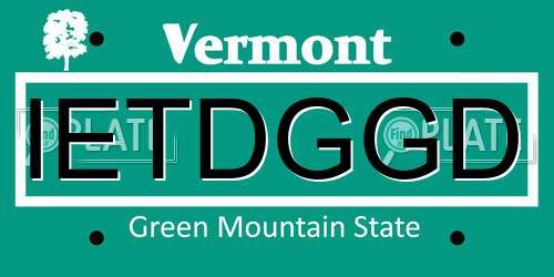 IETDGGD Vermont License Plate
