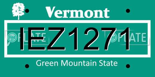 IEZ1271 Vermont License Plate