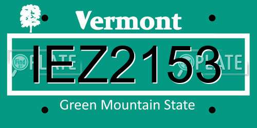 IEZ2153 Vermont License Plate