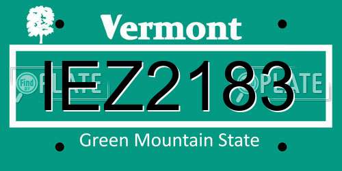 IEZ2183 Vermont License Plate