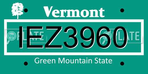 IEZ3960 Vermont License Plate