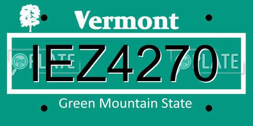 IEZ4270 Vermont License Plate