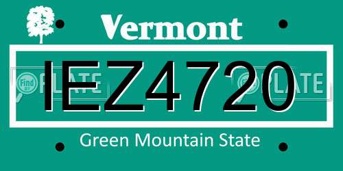 IEZ4720 Vermont License Plate
