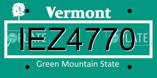 IEZ4770 Vermont License Plate