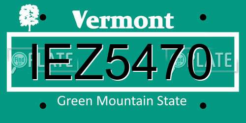 IEZ5470 Vermont License Plate