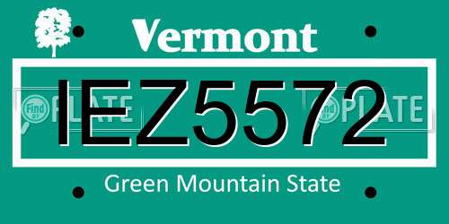 IEZ5572 Vermont License Plate