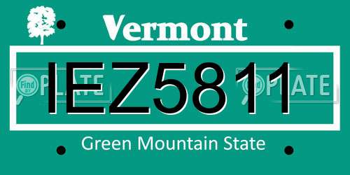 IEZ5811 Vermont License Plate