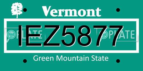 IEZ5877 Vermont License Plate