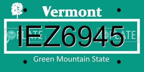 IEZ6945 Vermont License Plate