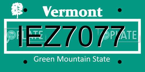 IEZ7077 Vermont License Plate