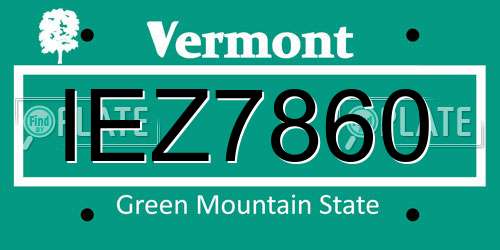 IEZ7860 Vermont License Plate