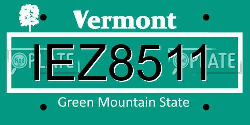 IEZ8511 Vermont License Plate