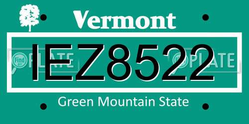 IEZ8522 Vermont License Plate