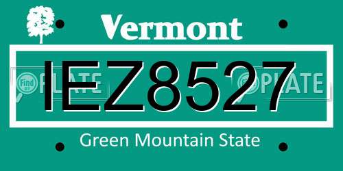 IEZ8527 Vermont License Plate