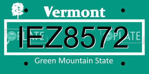 IEZ8572 Vermont License Plate