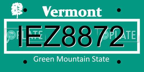 IEZ8872 Vermont License Plate