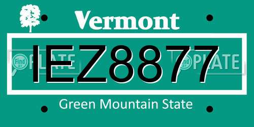 IEZ8877 Vermont License Plate