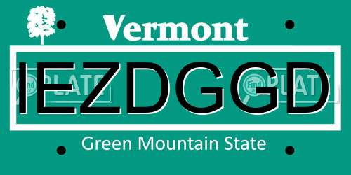 IEZDGGD Vermont License Plate