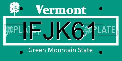 IFJK61 Vermont License Plate