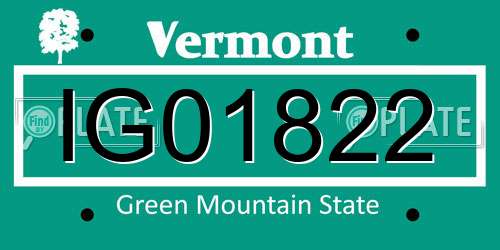 IG01822 Vermont License Plate