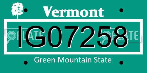 IG07258 Vermont License Plate