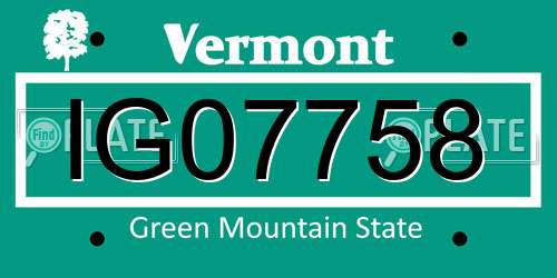 IG07758 Vermont License Plate