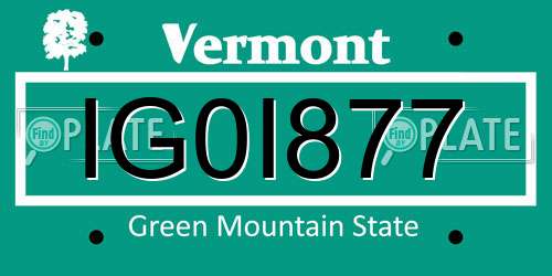 IG0I877 Vermont License Plate